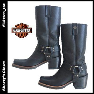 EUC Harley Davidson Black Leather Harness Boots